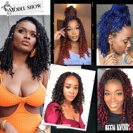 Goddess Bohemian Box Braids Crochet Hair with Curly Ends, 14 Inch 8 Packs Pre Looped 3X Crochet Box Braids Boho Synthetic Braiding Hair Extensions for Black Women (#T1B/350)