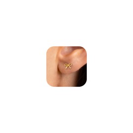 Bow Earrings for Women Trendy Dainty Gold Bow Stud Earrings Small Ribbon Bowknot Earrings Cute Bow Jewelry Christmas Gifts for Women 2024