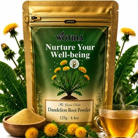 WOTIHA Dandelion Root Powder 4.4oz (125g) - 100% Natural & Pure, No Additives, No Gluten, No Sugar, Vegan - Premium Herbal Tea & Coffee Substitute
