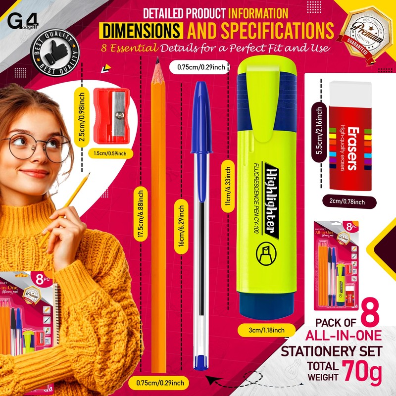 G4GADGET All-in-One Stationery Pencil Set for Kids, Students & Office