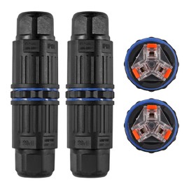 QCCAN 2PCS Waterproof IP68 Junction Box Outdoor Electrical Cable Connector for 3.5-10mm Wire Range(AC 250V, 16A), Suitable for Repair and Extend Power Cables (3 Pin-2pcs)