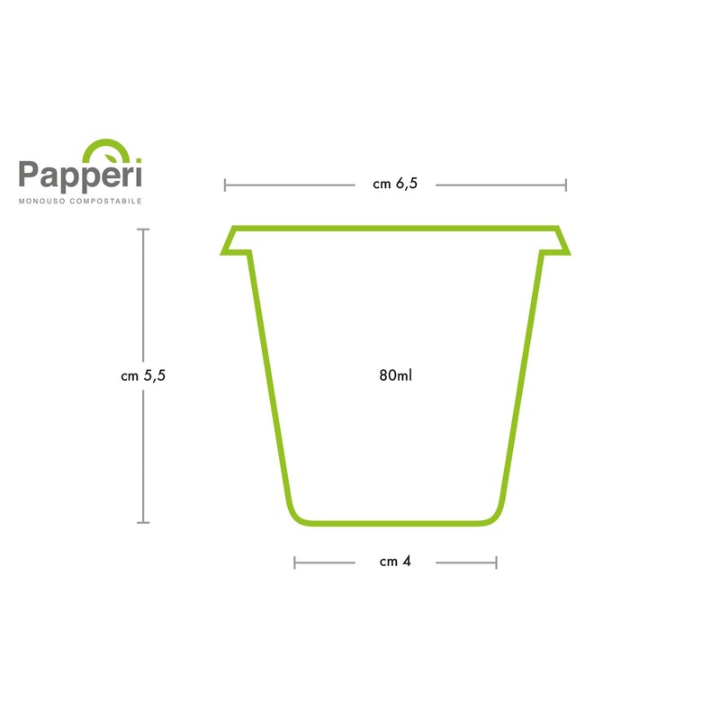 PAPPERI® 100 Coffee Cups 80ml Biodegradable and Compostable Made from