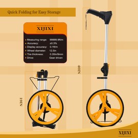 XIJIXI Measuring Wheel Digital Display,Folding Portable Distance Measurement Wheel,12.5”Diameter Wheel,Carrying With cloth backpack(Yellow）