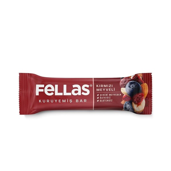 Fellas Kırmızı Meyveli Kuruyemiş Bar 30 gr x 12 Adet