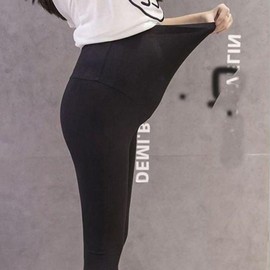 Women's Maternity Summer 3/4 Length Leggings - Comfortable Stretchy Plain Simple Pants Maternity Light Gray 1pc/M