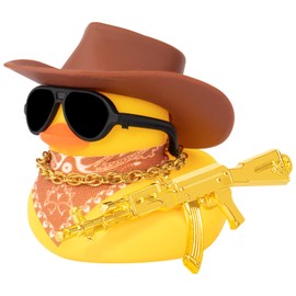 wonuu Car Ornament, Cowboy Hat Necklace and Sunglasses Duck Car Dashboard Decorations, YAR191, Brown
