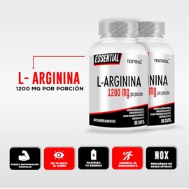 Arginina Essential 1200 mg, un precursor natural que potencia la circulación y amplía los vasos gracias al óxido nítrico. Testrol L-Arginina Essential
