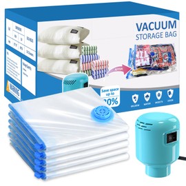 BAMCOO Vacuum storage Bags for clothes with Electric Pump Vacuum bags for duvets 5 Pack Large 80cm*60cm Vacuum Storage Bags for Travel Bedding Comforters Blankets Space Saver (UK-5Pack)