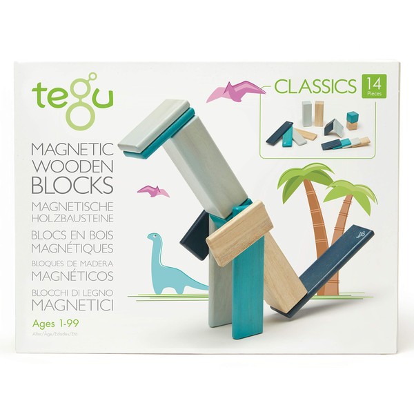 14 Piece Tegu Magnetic Wooden Block Set, Blues