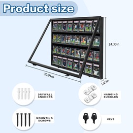 Nixvexy Sports Card Display Case - Wooden Wall Cabinet with 36 Card Slots & Acrylic Front Panel for Baseball, Basketball, Football, Hockey Graded Trading Cards Collection & Showcase