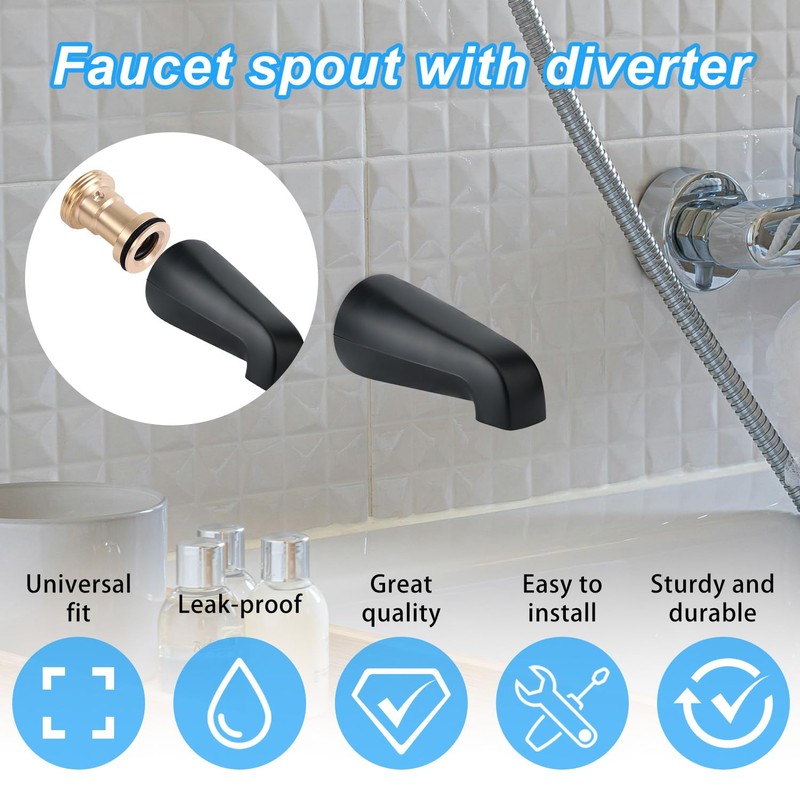Tub Spout Adapter Kit, Brass Slip on Shower Diverter Repair