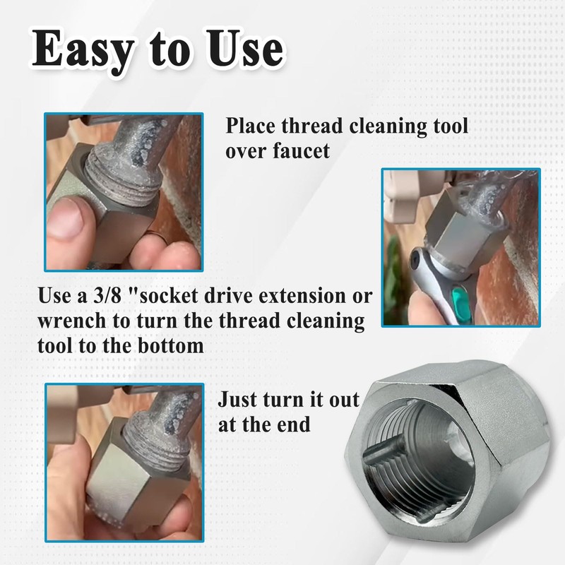 Ebrmeiwo 05265 Thread Clean Adapter for Household Outdoor Faucets, Clean