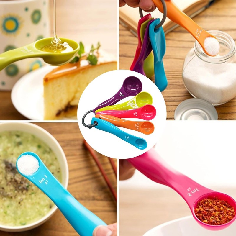 Set of 5 Measuring Spoons Grams Various Capacities with Colourful