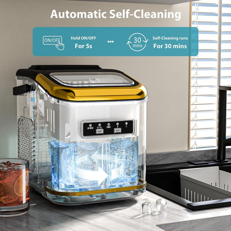 Electactic Ice Maker Machine Countertop Portable Compact Small Bullet Ice