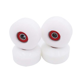 POFET 52mm Longboard Skateboard Wheels Hardness 100A PU Cruising Wheel Free Bearings 4pcs (White)
