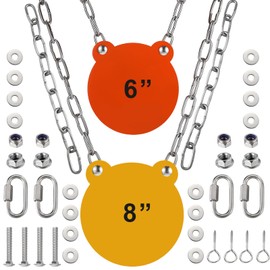 Jenaai AR500 Steel Target with Gong Mounting Kit Steel Hostage Reactive Shooting Thick Armored Torso Target for Outdoor Range Shooting Practice Neon Color(6" and 8",Round and Round)