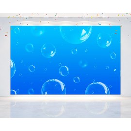 5x3 FT Effervescent Bubbles Backdrop - Vivid Blue Underwater Bubble Photography Background for Foam and Pool Parties