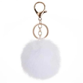 AVANCE Fur Charm Key Chain Keychain, Cute, Fluffy, Autumn, Winter, Popular Accessory, Women's, Pink, Beige, Black, White, white