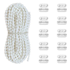 Antfly 10 Meters (32.8 Feet) Roller Blind Bead Chain Cord for Roman Venetian Honeycomb Vertical Shade With 10 PCS Connectors - Replacement Parts White (Thickened Version)