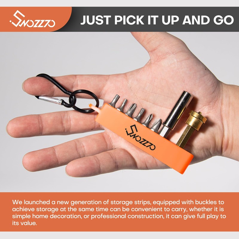 Swozzto 6PCS Black 10-Hole Screwdriver Bit Holder with Carabiner,1/4" Hex