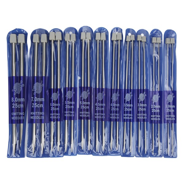 22Pcs Knitting Needles Kit 22Pcs Knitting Needles 25cm Application Metal
