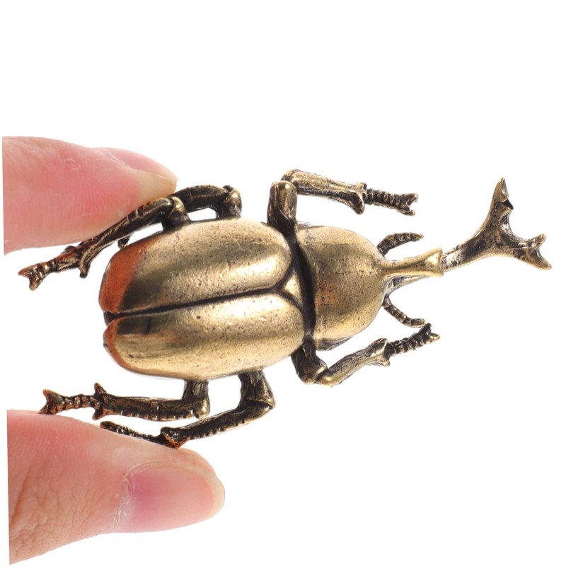 3 Pieces Beetle Ornaments Brass Bugs Figurine Small Beetle Statue