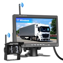 CAMECHO Wireless Reversing Camera, 7 Inch TFT LCD Monitor and Parking Camera IP68K Waterproof Car Reversing Camera Radio, 1080P HD Night Vision 120° Wide Angle for