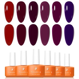 TONITU G · Gel Nail Polish Set 6 Colors Gel Polish Kit, Red Cherry Maroon Crimson Plum Purple Nail Art Design Soak Off LED at Manicure DIY Home Salon Gifts for Women Girls