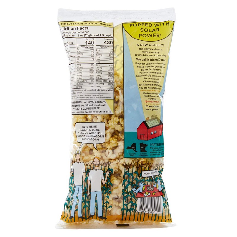 BjornQorn 12-Pack (Classic) Popcorn - Vegan & Gluten Free-Savory, Cheesy,