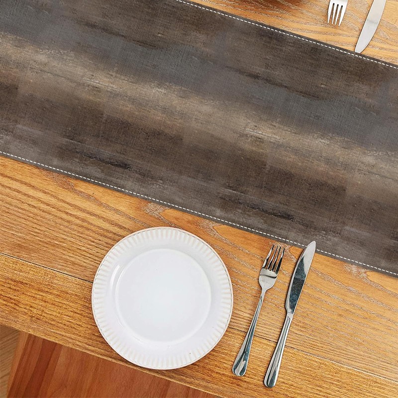 Abstract Art Deep Brown Table Runners Washable Non-Slip Rectangle Dresser