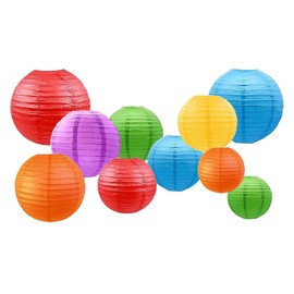 GAKA FAVOR Set of 10 Paper Lanterns, Colourful Hanging Decoration Paper Lanterns Decoration, Rainbow Paper Lanterns for Wedding, Christening, Birthday, Communion, Valentine's Day, Mother's Day Party