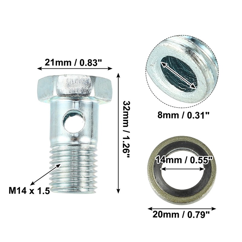 X AUTOHAUX 2 Set Universal Car Banjo Bolt Brake Fitting