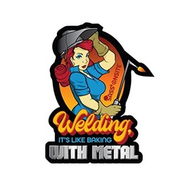 Welding Helmet Toolbox Car Bumper Stickers Decals for Women Welders Iron Workers Tradeswomen and DIY Ladies (Baking with Metal)