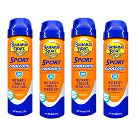 Banana Boat Sport CoolZone Continuous Spray, SPF 30 1.8 oz (53 g) (Pack of 4)