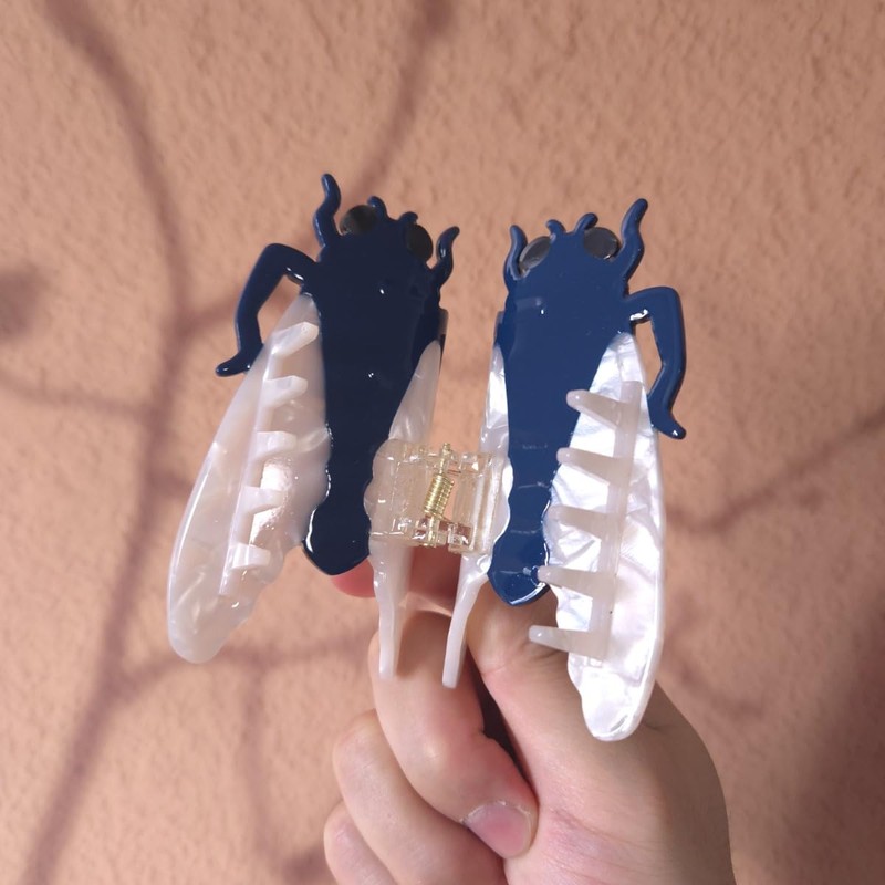Cute Flying Cicada Hair Clip,Acetate Hair Clip,Small Cicada Claw Clip