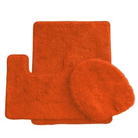 Daniel's Bath & Beyond 3 Piece Solid Luxury Bath Mat, Orange