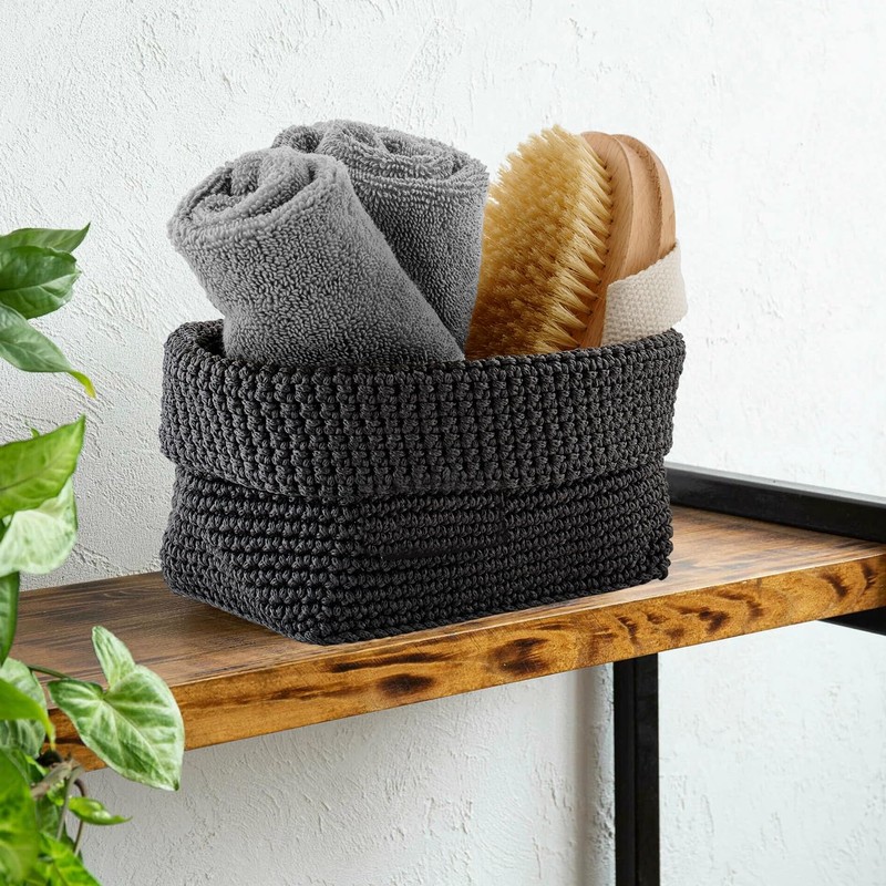 21 x 13 x 15.5 cm Wicker Basket, Black, Storage