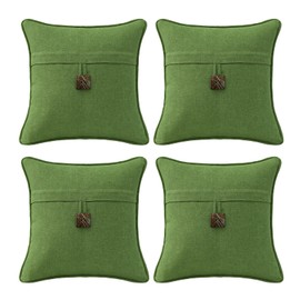 Supdurplus Outdoor Decorative Pillows with Coconut Button Pack of 4, 16" x 16" Outdoor Pillow Set for Couch Bed Throw Patio Sofa, Grass Green