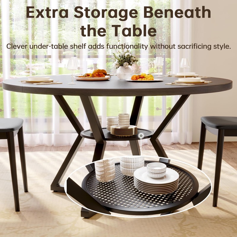 Concho 47" Round Kitchen Dining Room Table for 4-6 Circle