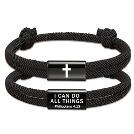 ESPVO Cross Bracelet for Boys Men Teen Kids Christian Bible Verse Religious Catholic Baptism Confirmation Him Jesus Prayer Jewelry Joshua 4 13 Tween Year Old