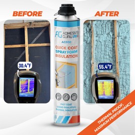 Adhesive Guru Heat Insulation Spray Foam (6x32.8 oz | 120 Board feet) Self-Expanding, Closed-Cell Thermal & Acoustic Insulation | High-Performance Adhesive Foam - 6 Pack
