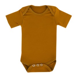 Copper Pearl Short Sleeve Bodysuit Baby: Ultra Soft Bodysuits for Newborns, Boys, Girls, and Infants - Stylish, Comfortable, Overlap Shoulders, Premium Knit Fabric - Camel, 18-24 Months