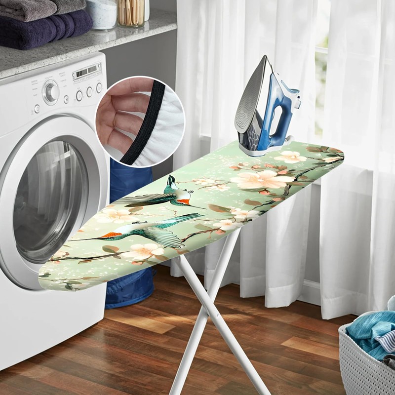 Nuxovilar Light Green Background with Hummingbirds & Cherry Blossoms Ironing