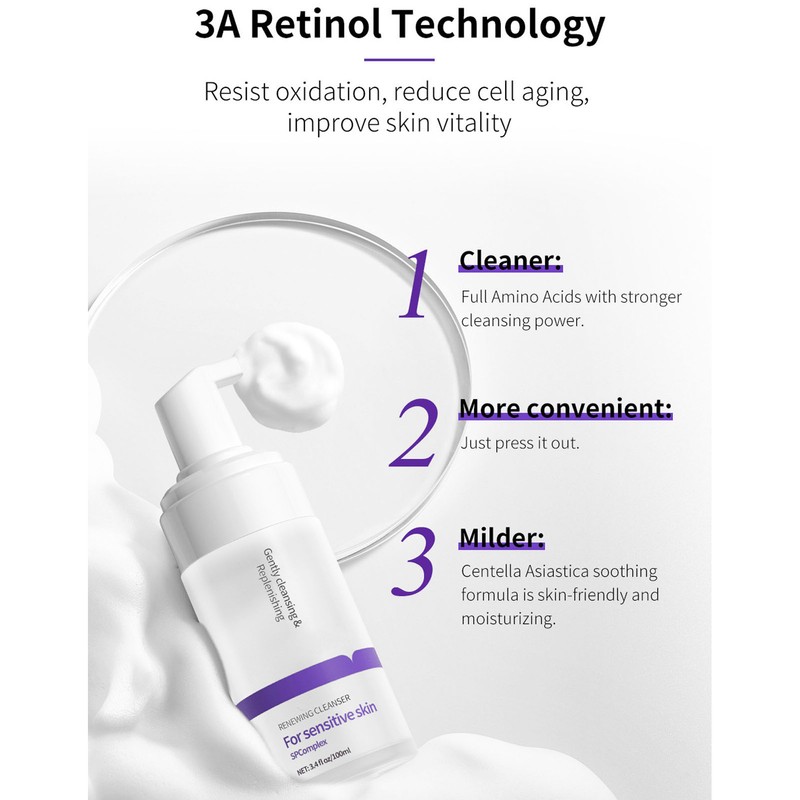 Mousse Renewing Facial Cleanser Tighten Skin Moisturizing Hydrating Foaming Cream