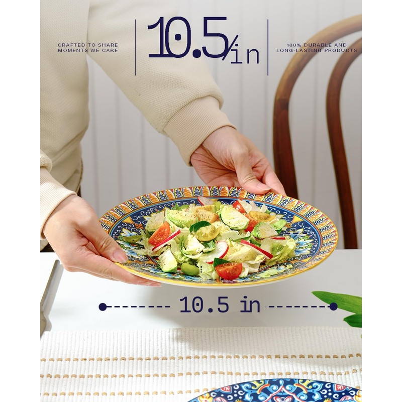 getstar Dinner Plates Set of 6, 10.5 Inch Ceramic Plates,