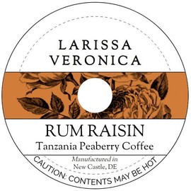Rum Raisin Tanzania Peaberry Coffee (Single Serve K-Cup Pods) (Gourmet, Naturally Flavored, Whole Coffee Beans) (12 pods, ZIN: 574465)
