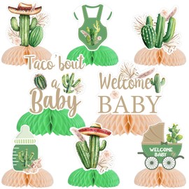 JOYMEMO Pack of 8 Cactus, Baby Shower, Honeycomb Centerpieces, Mexican Table Decoration, Fiesta, Succulents, Taco, Lace A Baby Decoration, Cinco De Mayo Baby Shower, Bloom Party, Floral Cactus