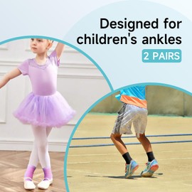 HOCAFER 2 Pairs Kids Compression Ankle Braces, Lightweight Non Slip Support Sleeve for Boys, Girls, Dance, Pickleball(Black, M, 2P)