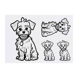 4 x 'Yorkie Poo Dog' Temporary Tattoos - Water Resistant, Skin-Safe, Non-Toxic Transfers, Mixed Sizes (TO00071626)