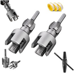 Integrated Internal & External Pipe Threading Tool with Screw Extractor & Sealant Tape Dual-Function PVC Pipe Threader Kit Electric Drill Compatible for Plumbing, DIY, HVAC (1/2"+ 3/4")
